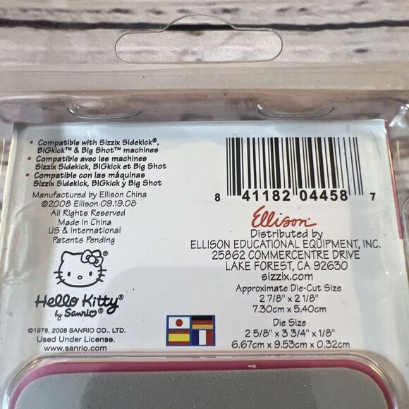 Sizzix Sizzlits Die Sanrio Hello Kitty Phrase #655876 & Heart‎ Unused Retired - Picture 3 of 4